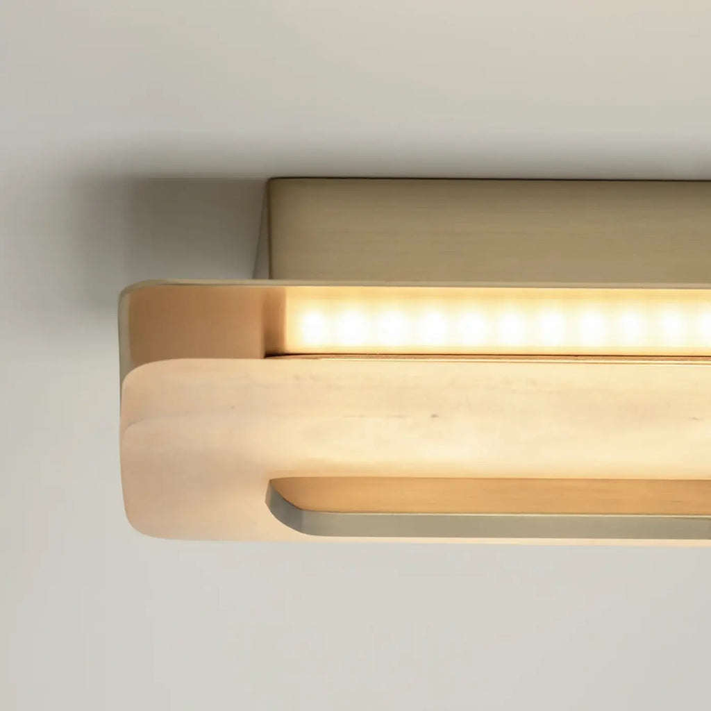 Applique murale LED en albâtre et finition laiton, 40, 60 ou 80 cm