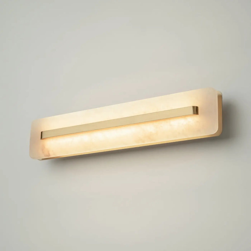 Applique murale LED en albâtre et finition laiton, 40, 60 ou 80 cm
