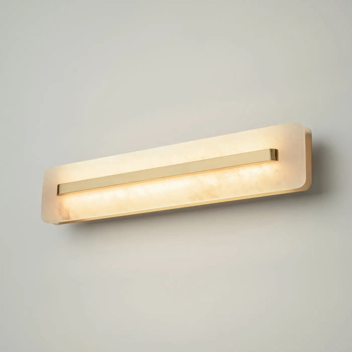 Applique murale LED en albâtre et finition laiton, 40, 60 ou 80 cm