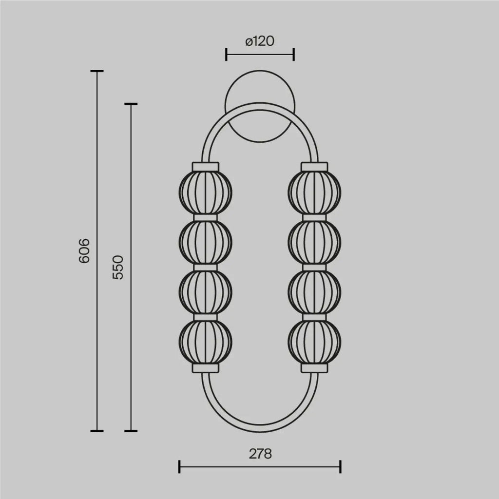 Applique murale LED ovale en perles de verre strié, 60,6 cm