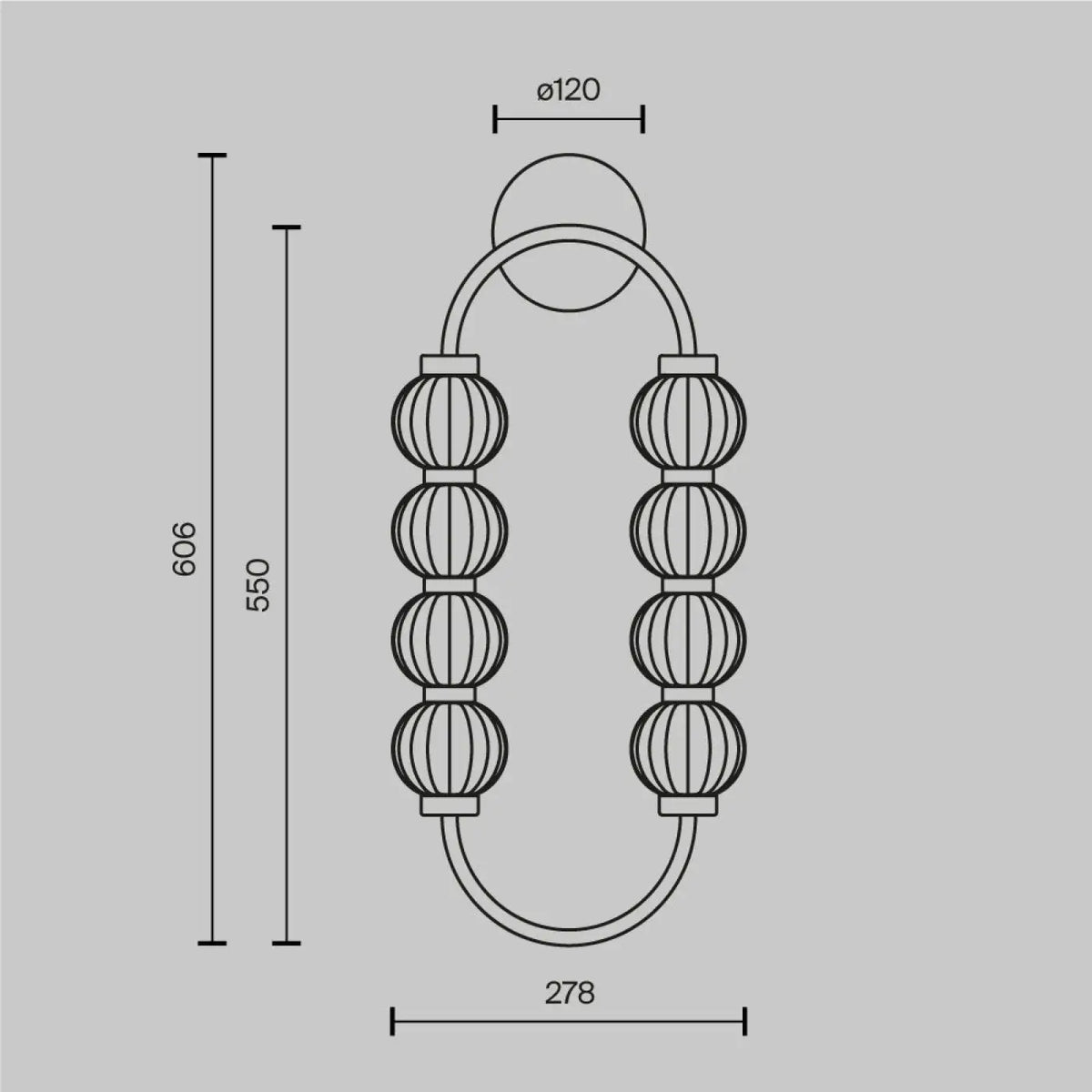 Applique murale LED ovale en perles de verre strié, 60,6 cm