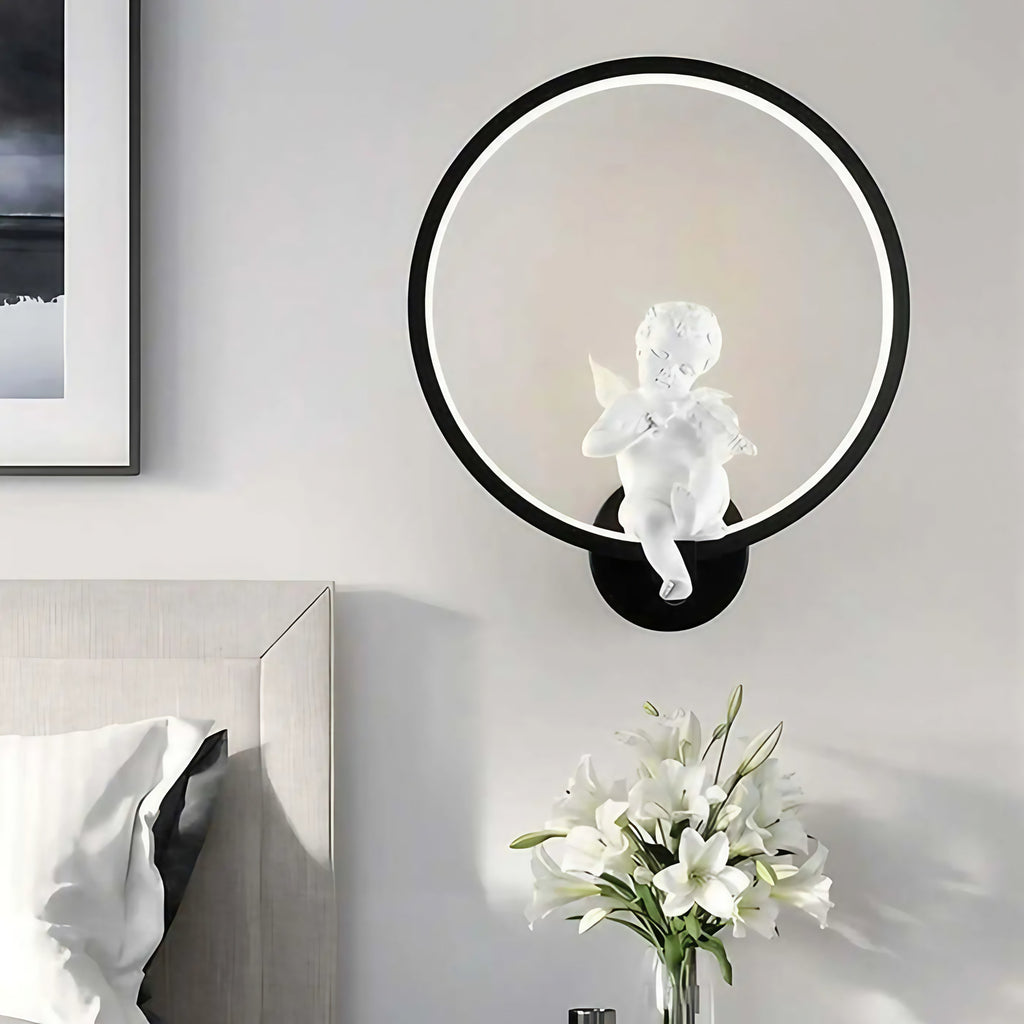 Applique murale ange, coloris noir ou blanc, noir