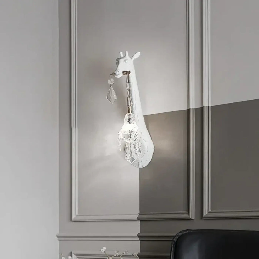 Applique murale tête de girafe blanche, décor animal