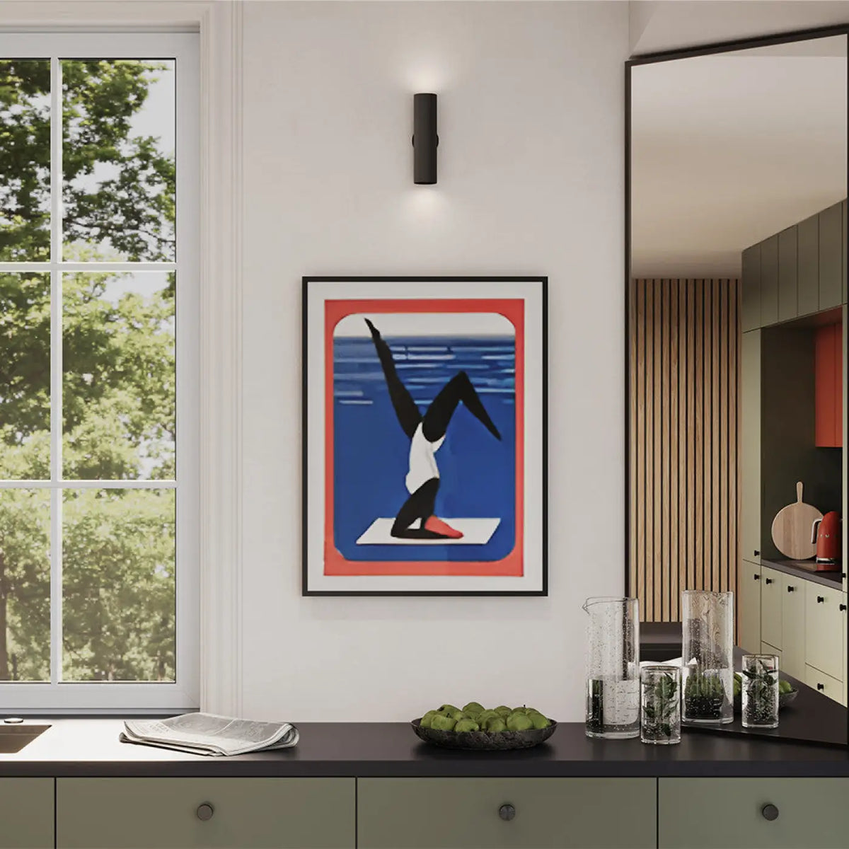 Applique murale cylindre en aluminium texturé, deux GU10