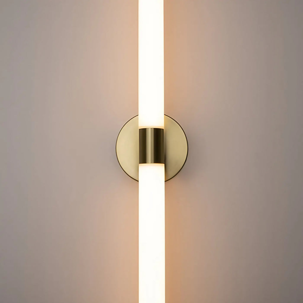 Applique murale LED à deux tubes croisés, base noire ou dorée