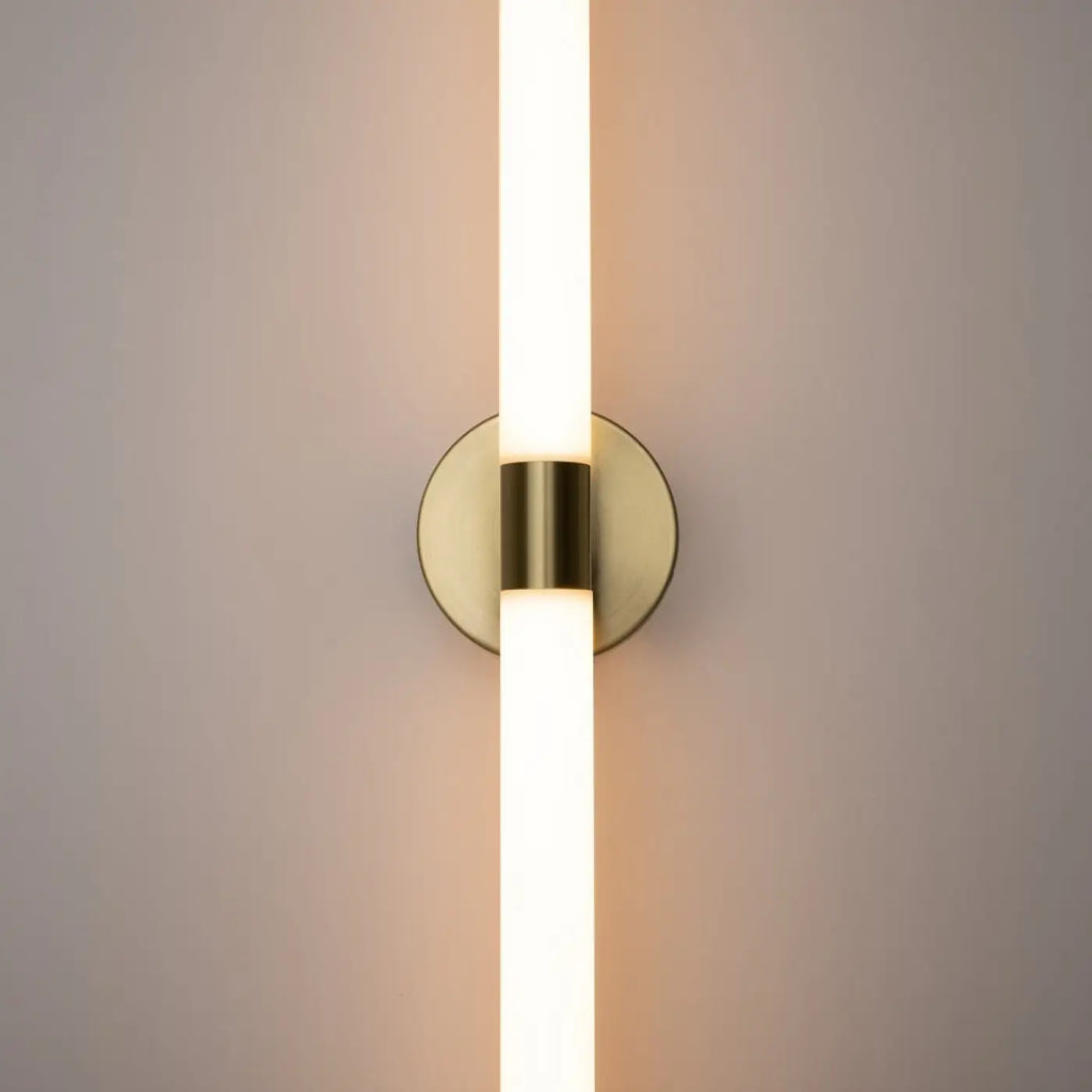 Applique murale LED à deux tubes croisés, base noire ou dorée