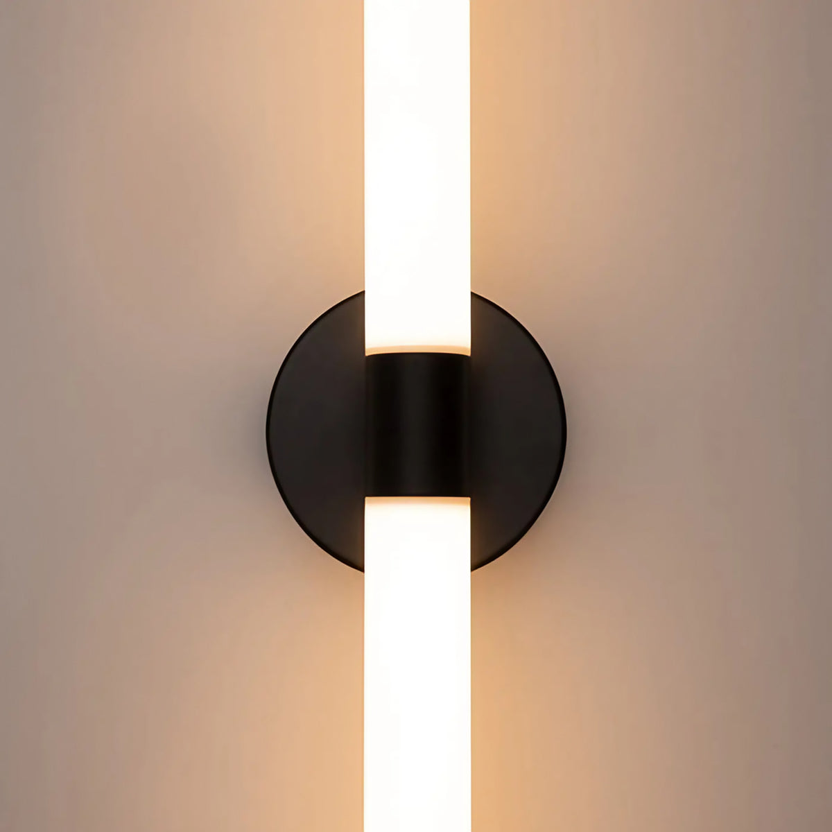 Applique murale LED à deux tubes croisés, base noire ou dorée
