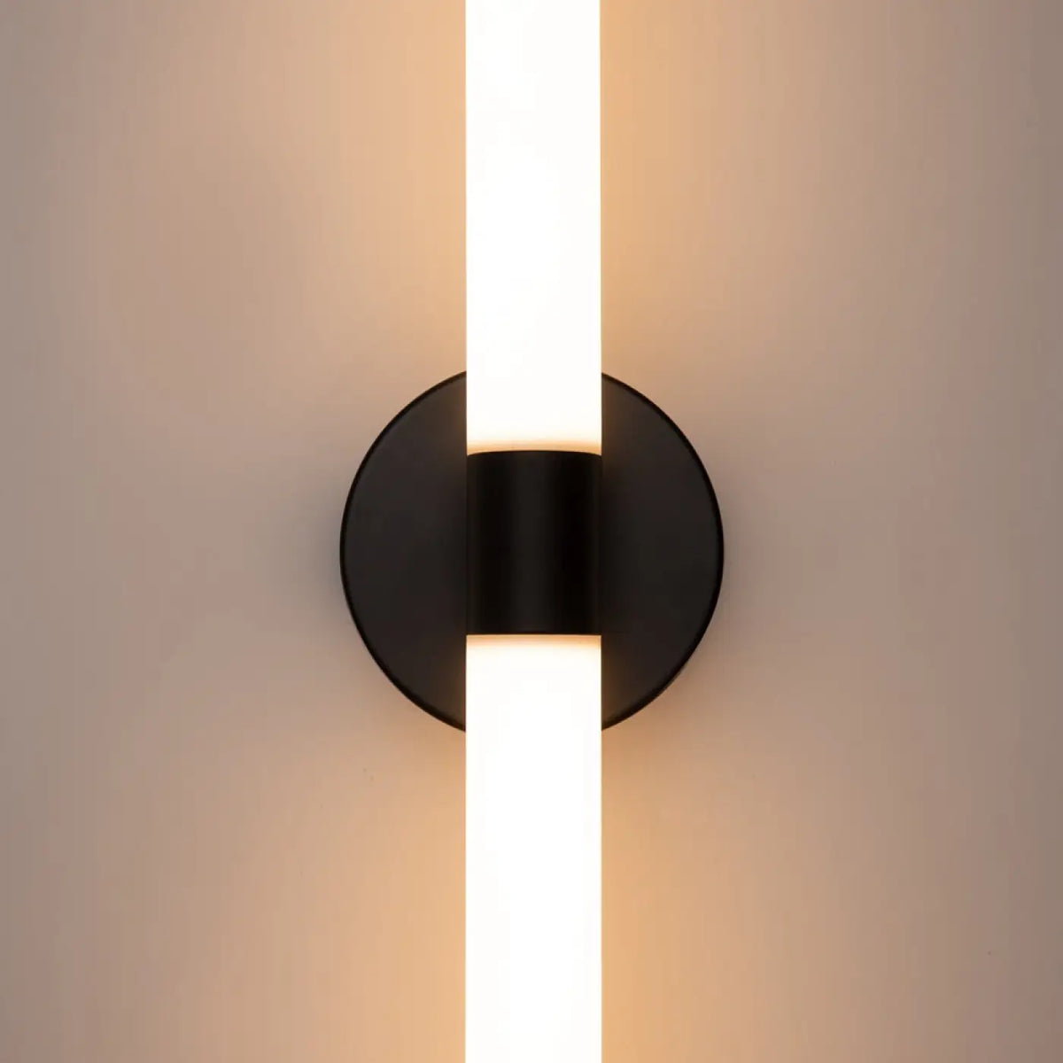 Applique murale LED à deux tubes croisés, base noire ou dorée