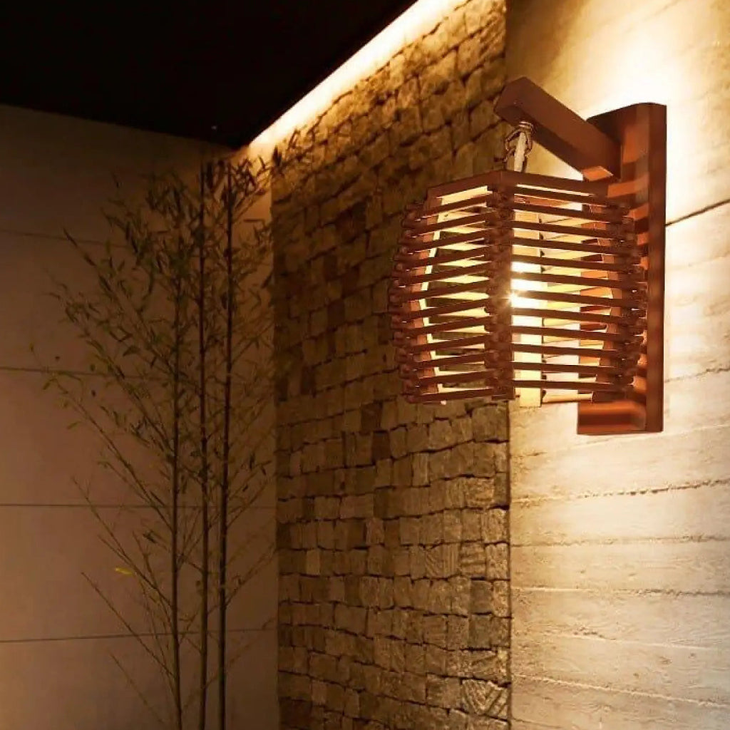 Applique murale en bambou et rotin, marron ou noir