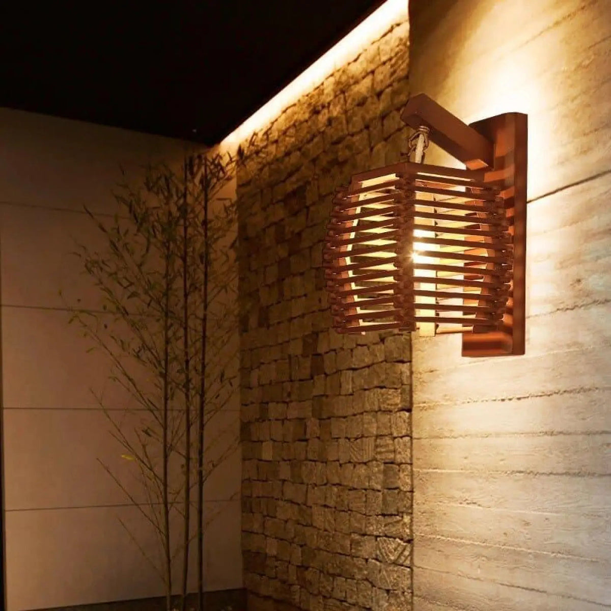 Applique murale en bambou et rotin, marron ou noir