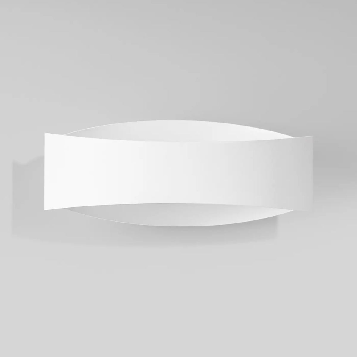 Applique murale bandeau galbé en acier, lumière haut et bas, blanc