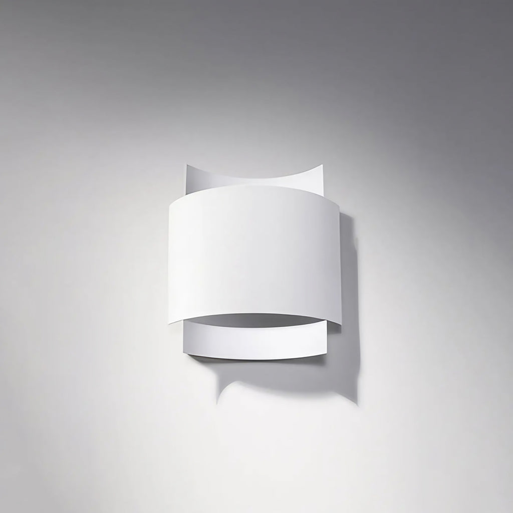 Applique murale à deux bandeaux d'acier cintrés, blanc ou noir, blanc