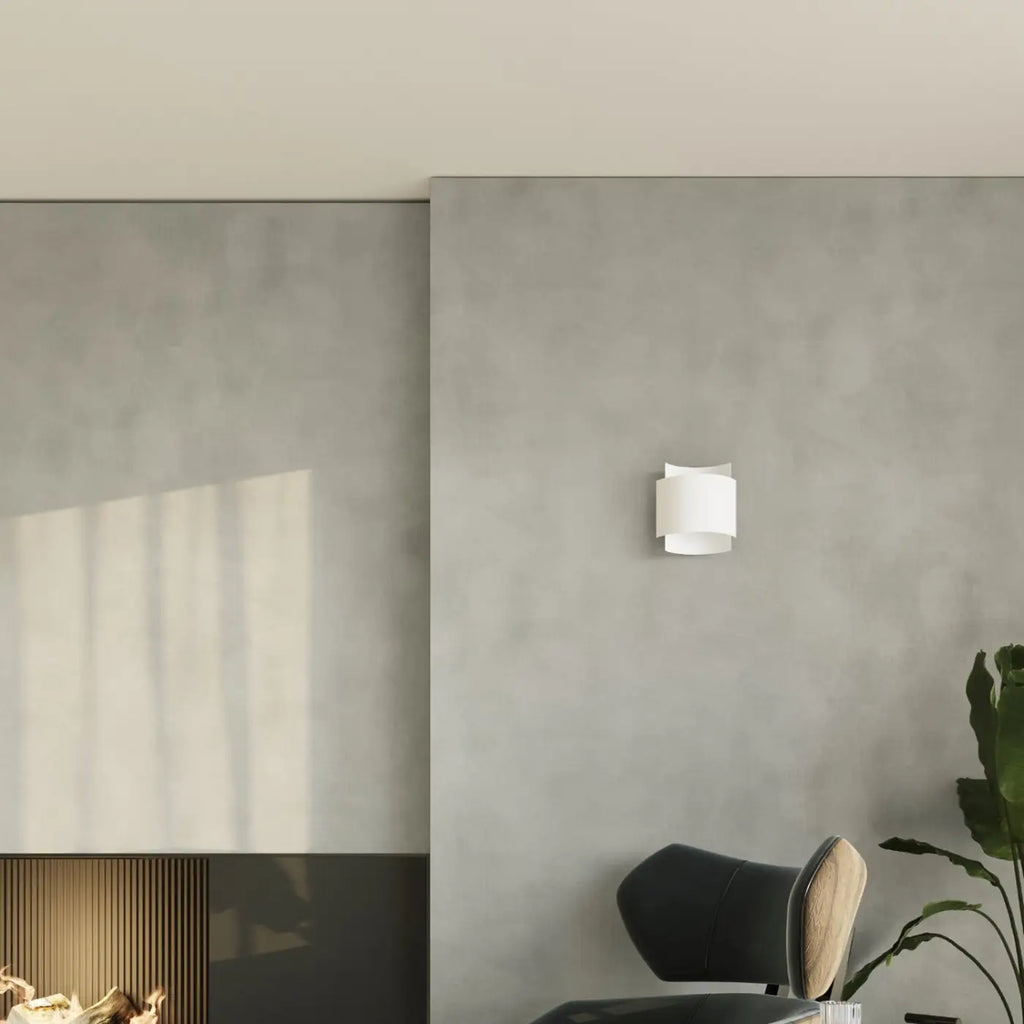 Applique murale à deux bandeaux d'acier cintrés, blanc ou noir