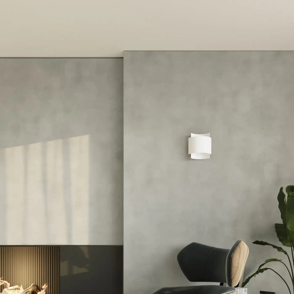 Applique murale à deux bandeaux d'acier cintrés, blanc ou noir