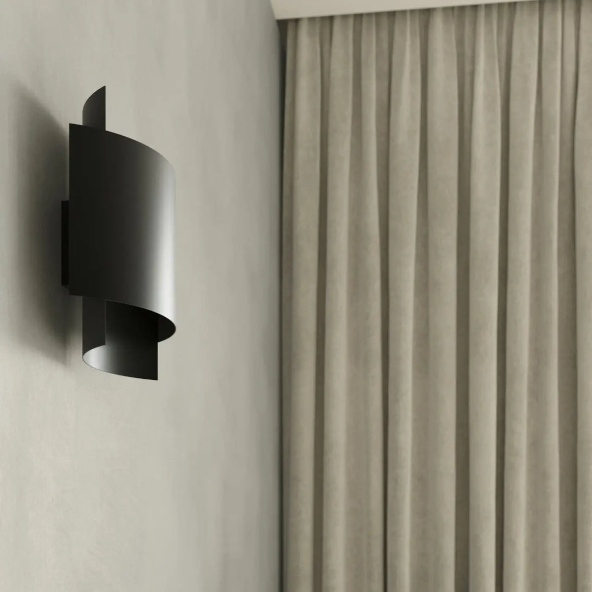 Applique murale à deux bandeaux d'acier cintrés, blanc ou noir