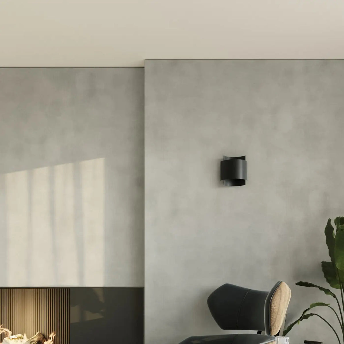 Applique murale à deux bandeaux d'acier cintrés, blanc ou noir