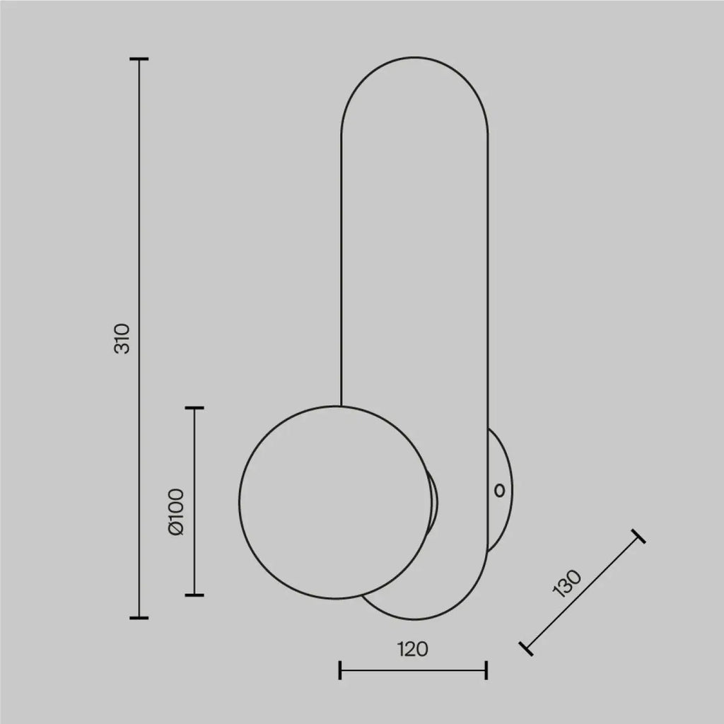 Applique murale globe en verre blanc mat sur platine ovale