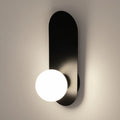 Applique murale globe en verre blanc mat sur platine ovale, noir
