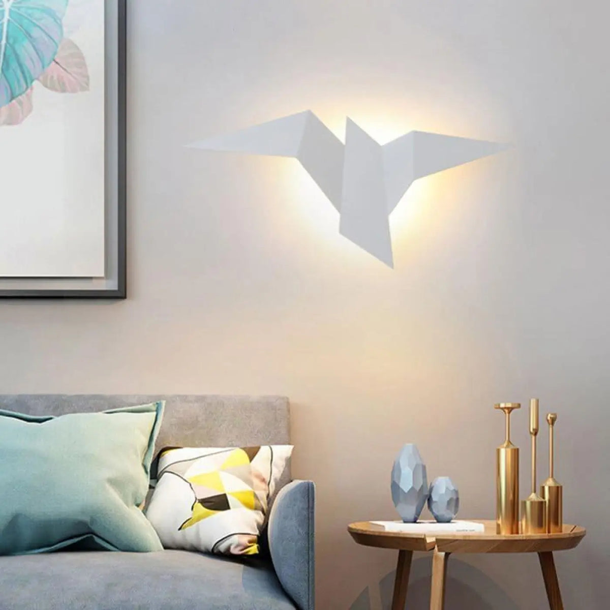 Applique murale oiseau, trois coloris, blanc chaud ou froid, blanc