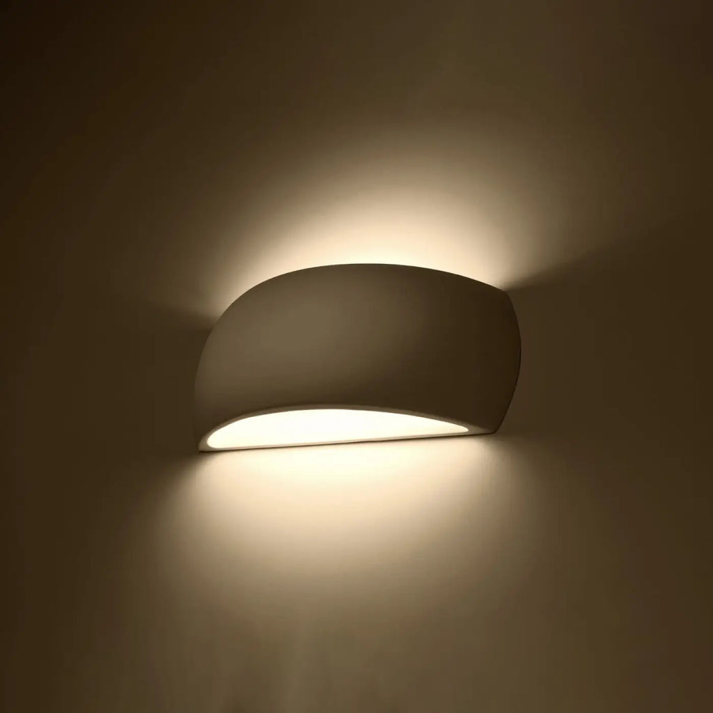 Applique murale coque demi-ovale en céramique blanche, 32 cm, G9