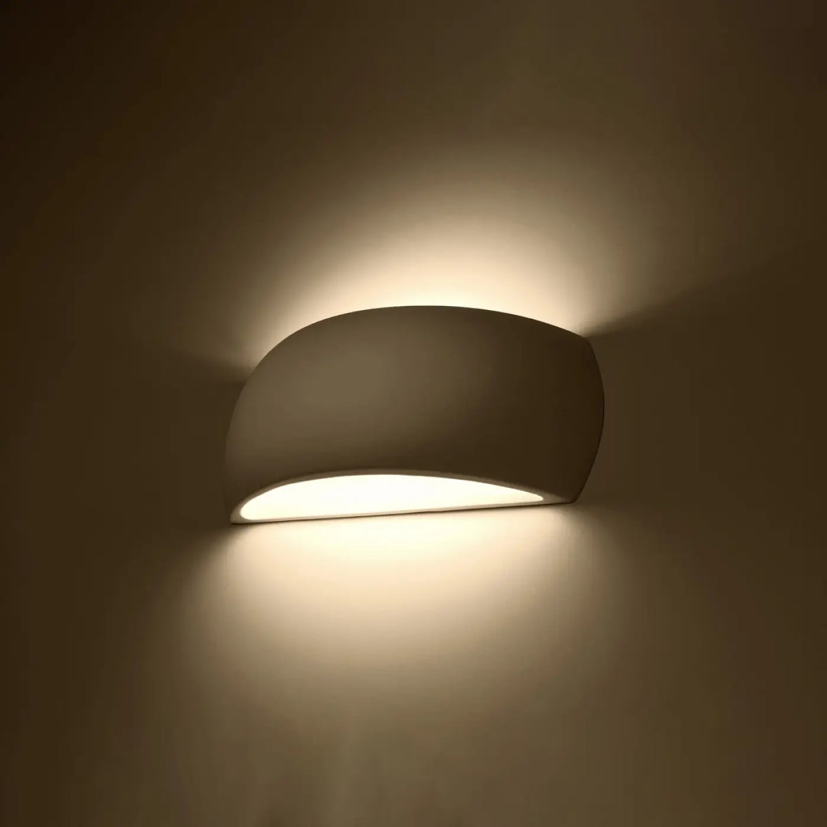 Applique murale coque demi-ovale en céramique blanche, 32 cm, G9