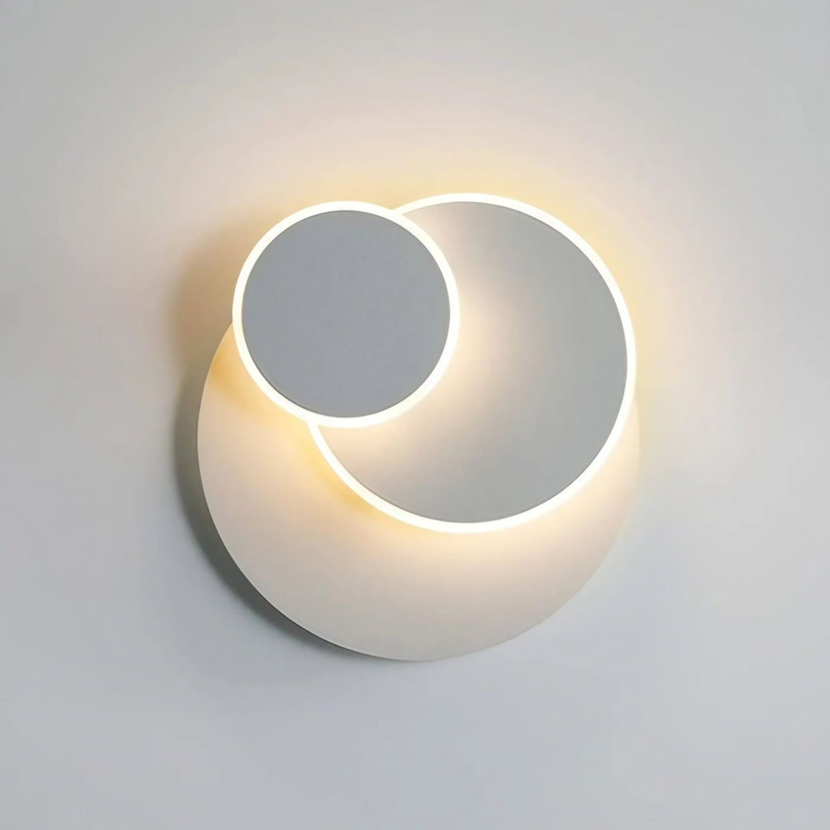 Applique murale blanche à deux cercles lumineux LED