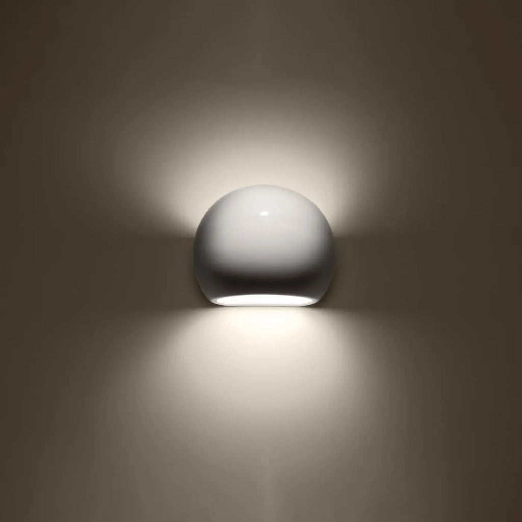 Applique murale arrondie en céramique blanc brillant, culot E27