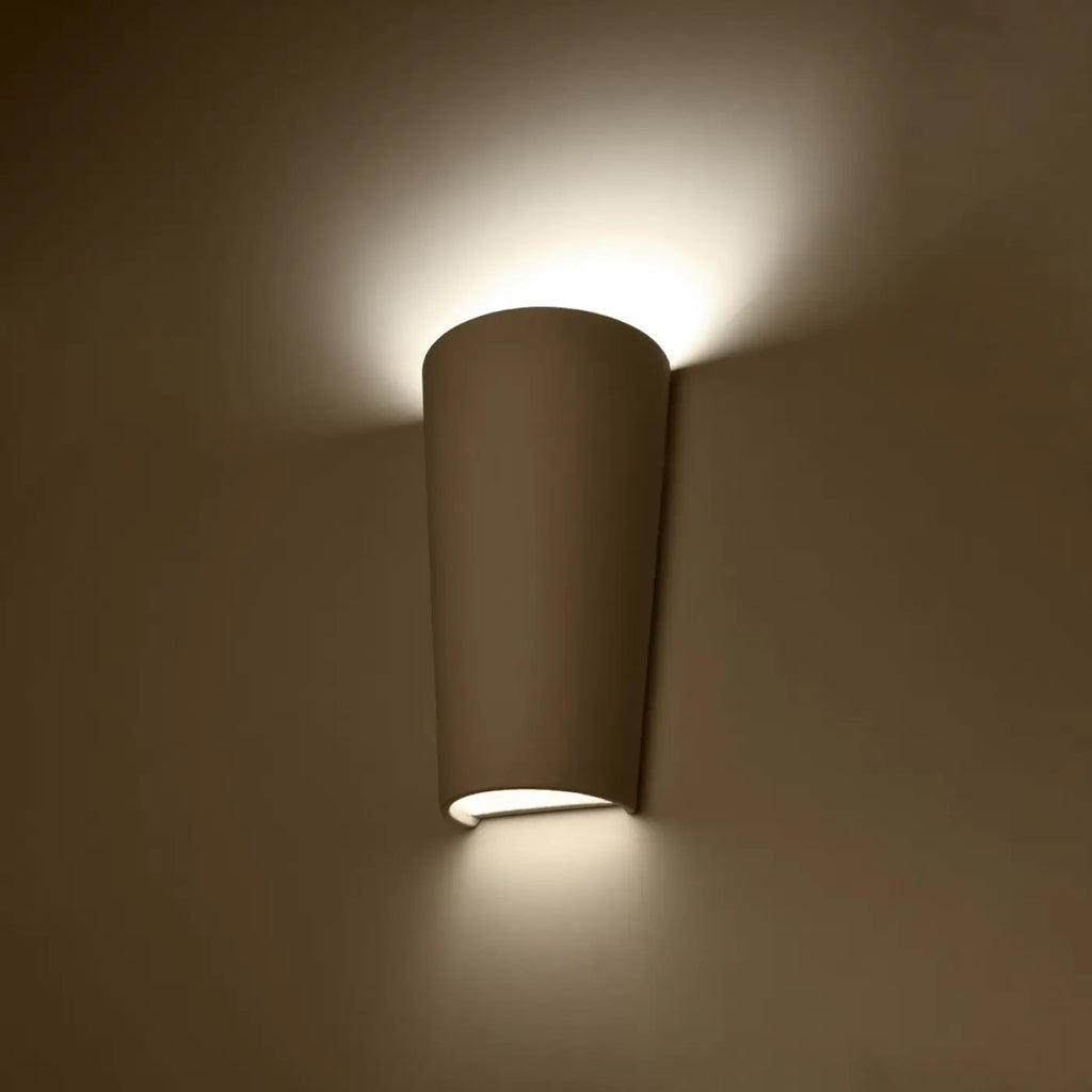 Applique murale cornet en céramique blanche évasée, 29 cm, E27