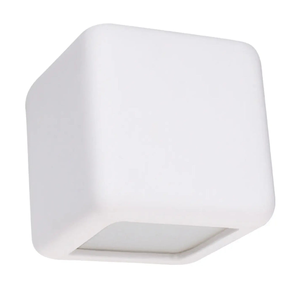 Applique murale cube en céramique blanche à peindre, 14 cm, E27