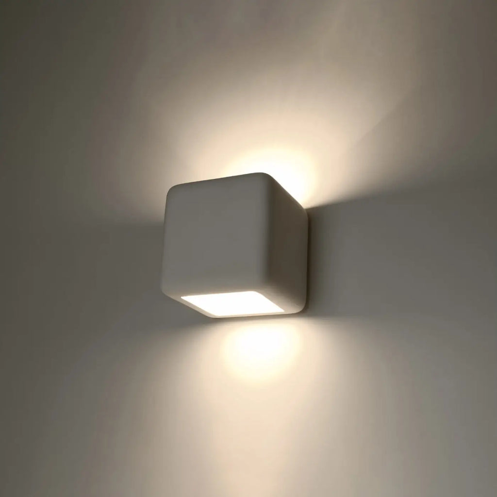 Applique murale cube en céramique blanche à peindre, 14 cm, E27