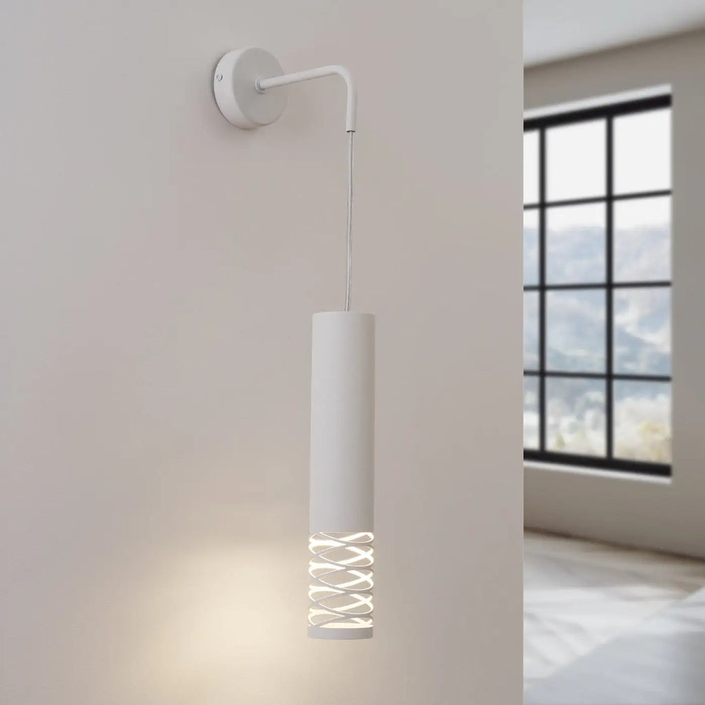 Applique murale blanche à tube ajouré suspendu, ampoule GU10
