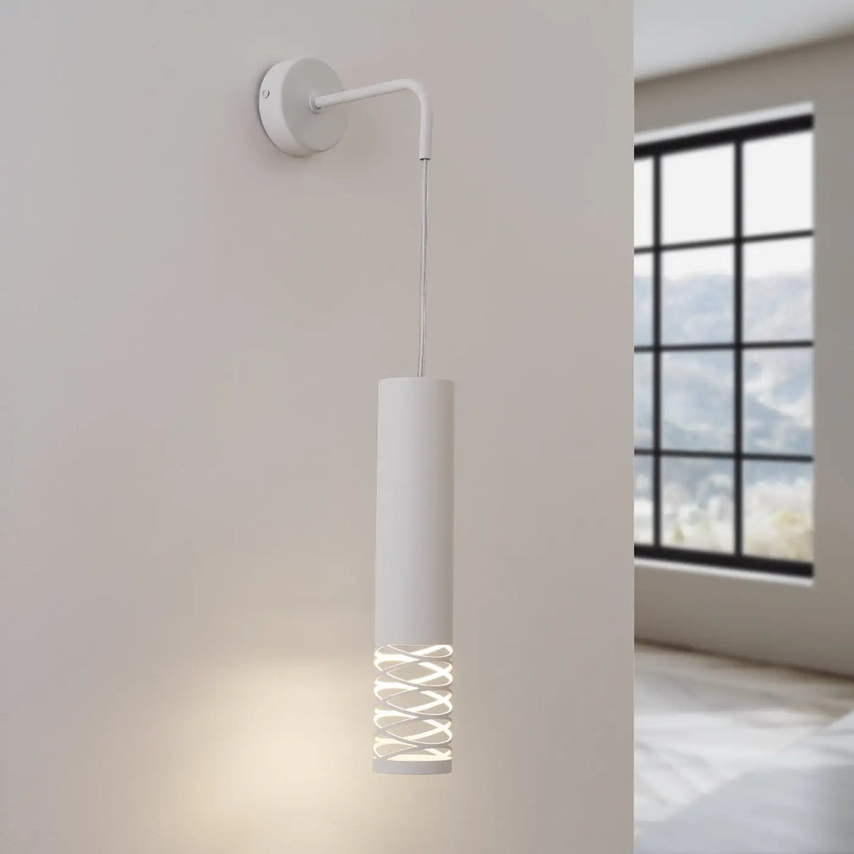 Applique murale blanche à tube ajouré suspendu, ampoule GU10