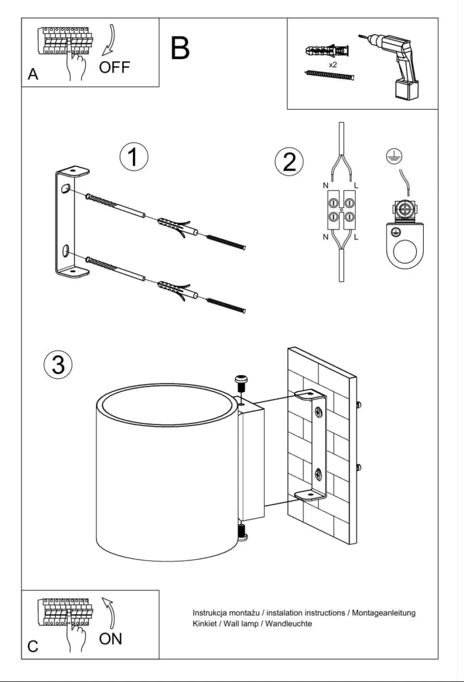 Applique murale cylindre en verre blanc, petit format, ampoule G9
