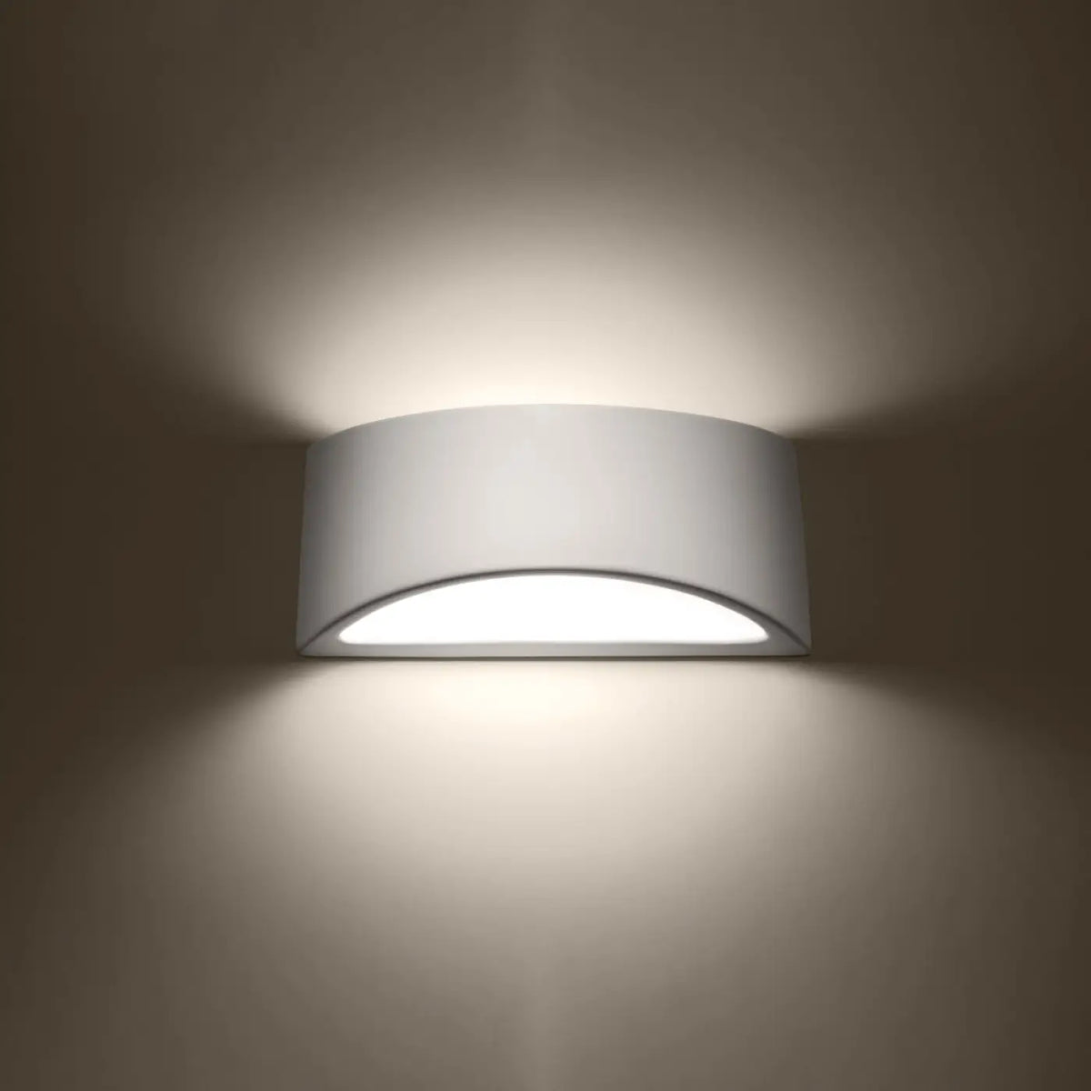 Applique murale demi-lune en céramique blanche vernie, 14,5 cm