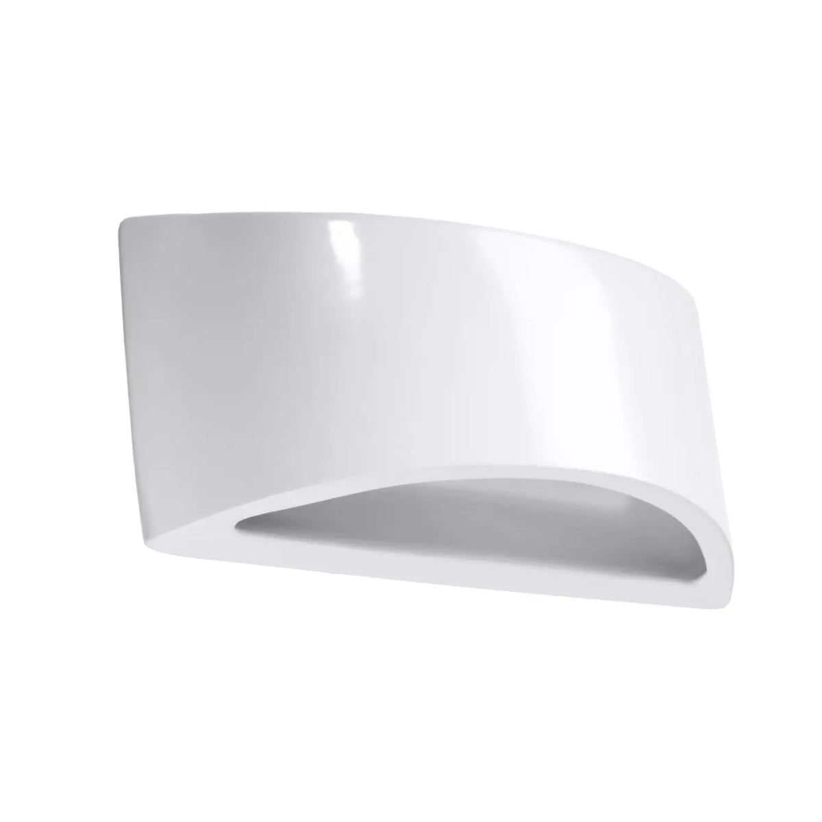 Applique murale demi-lune en céramique blanche vernie, 14,5 cm