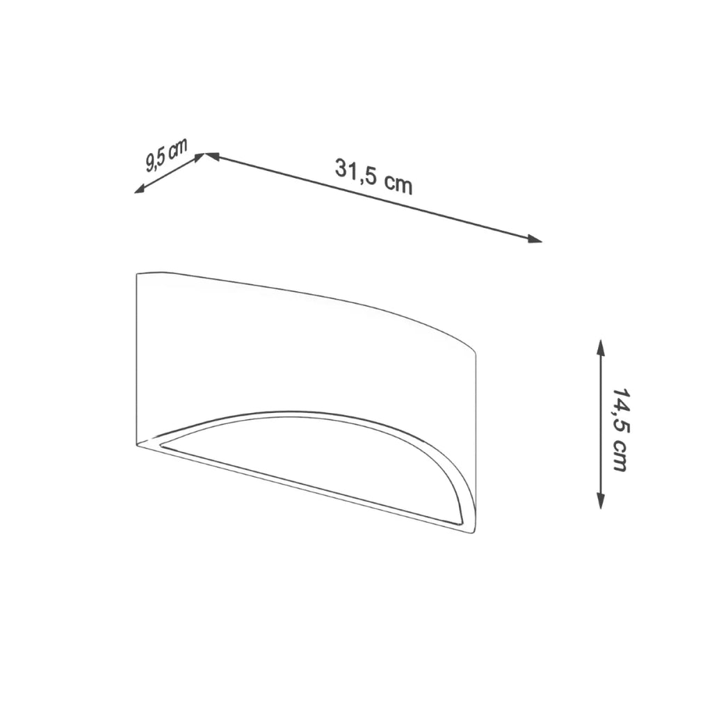 Applique murale demi-lune en céramique blanche vernie, 14,5 cm