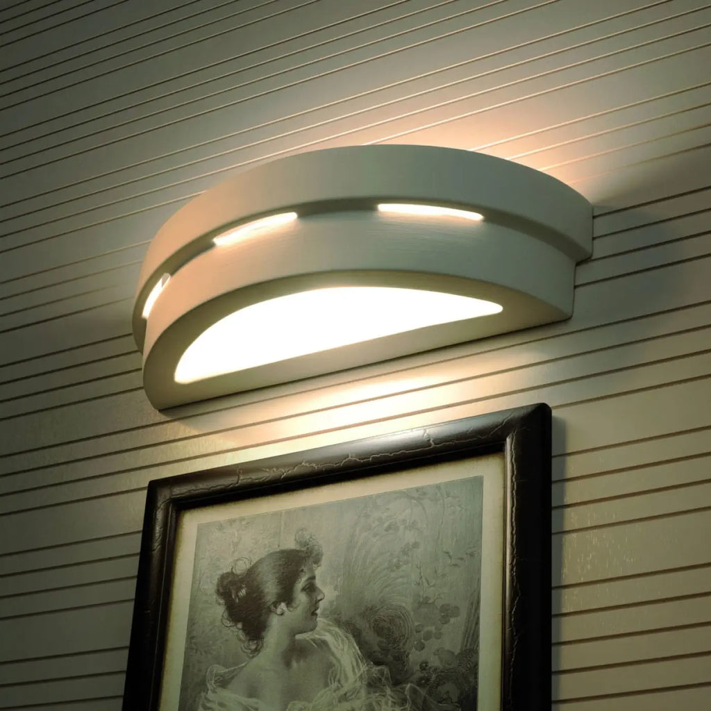 Applique murale demi-disque en céramique blanche à fentes, 40 cm