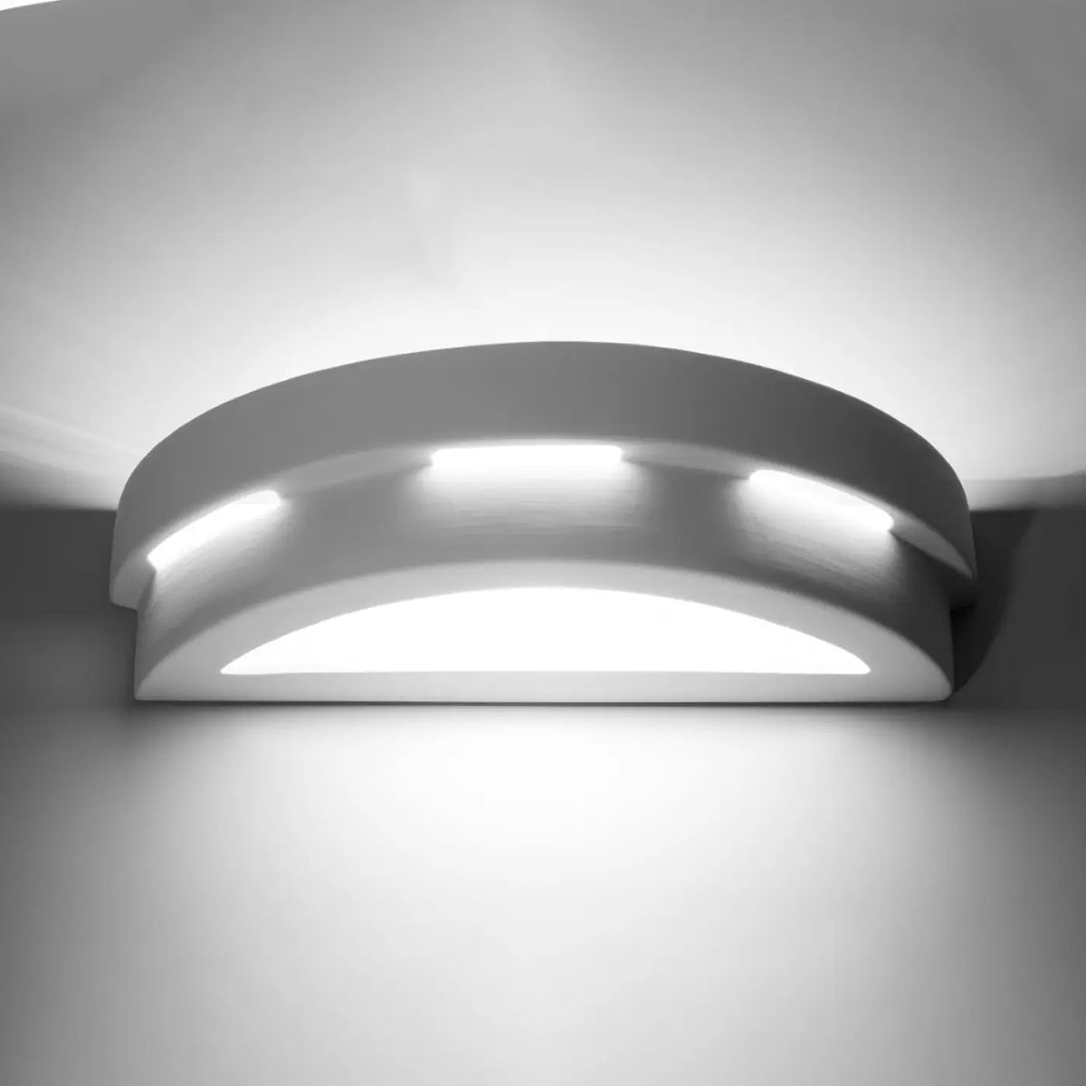 Applique murale demi-disque en céramique blanche à fentes, 40 cm