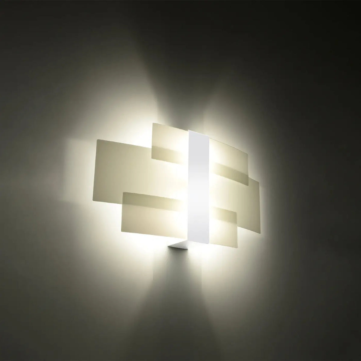 Applique murale blanche à panneaux, métal et verre, 2 ampoules G9