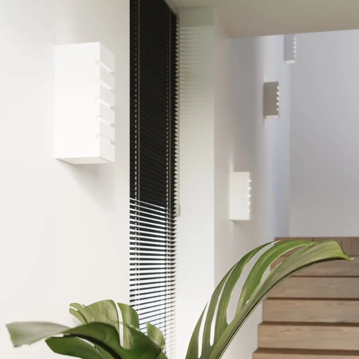 Applique murale en céramique blanche à cinq fentes, 26 cm, E27