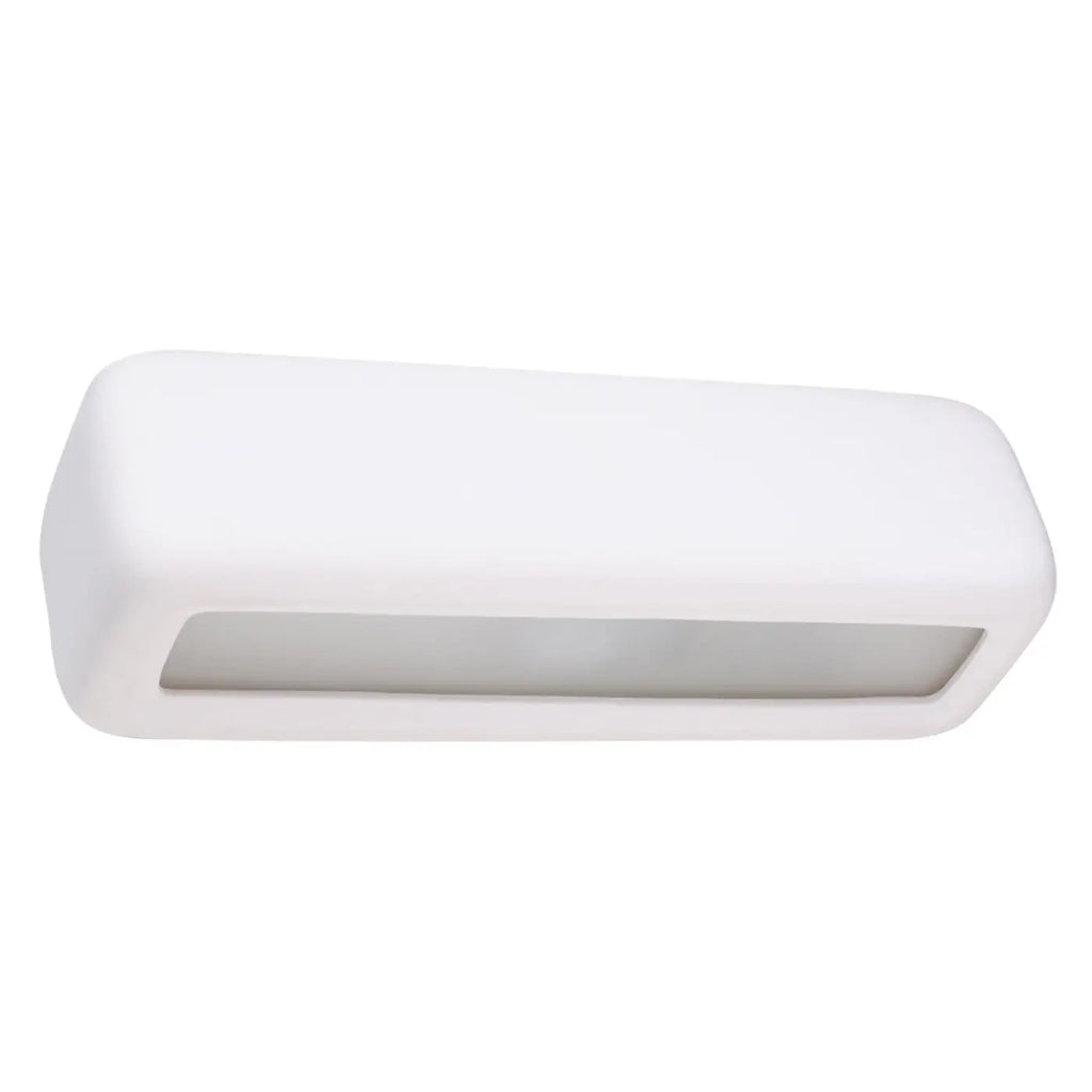 Applique murale en céramique blanche mate et verre dépoli, 33 cm