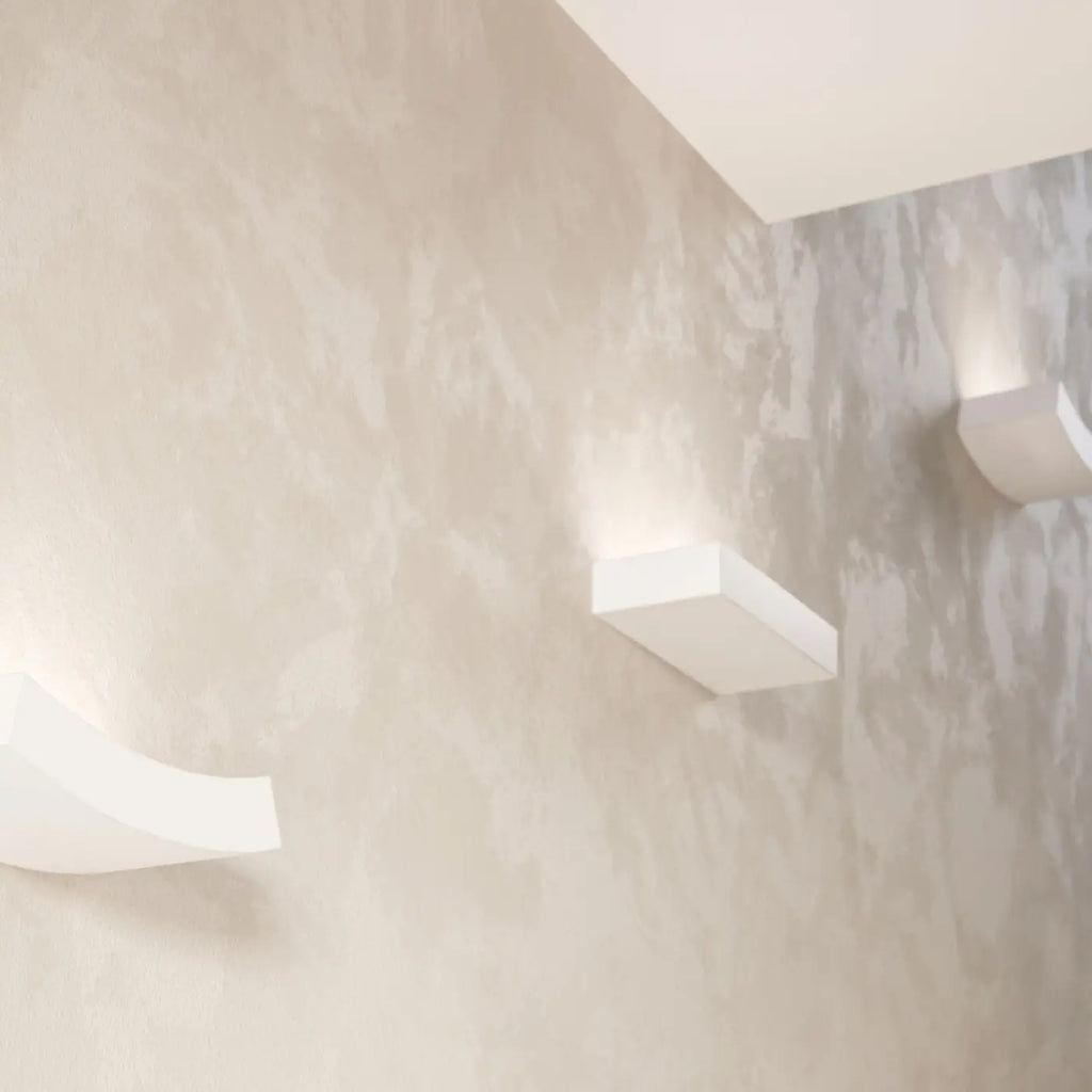 Applique murale plate en céramique blanche, lumière vers le haut