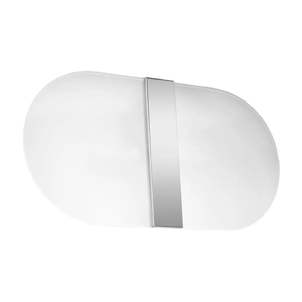 Applique murale ovale en verre blanc mat et acier chromé, 35 cm