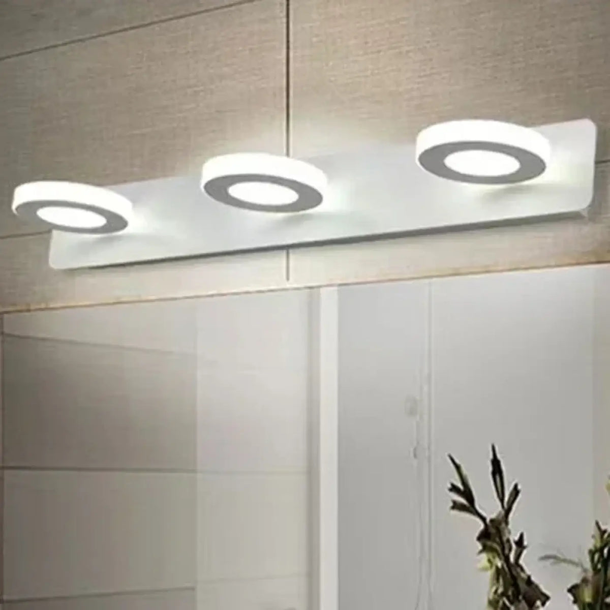 Applique murale blanche à anneaux lumineux pour miroir