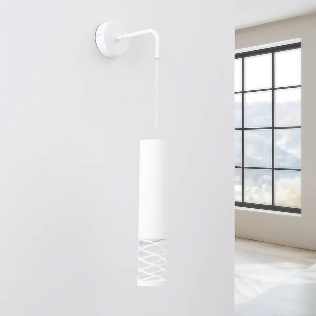 Applique murale blanche à tube ajouré suspendu, ampoule GU10