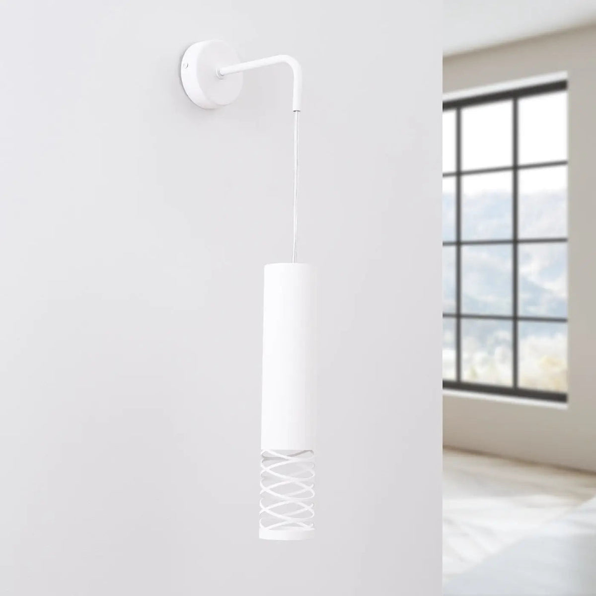 Applique murale blanche à tube ajouré suspendu, ampoule GU10