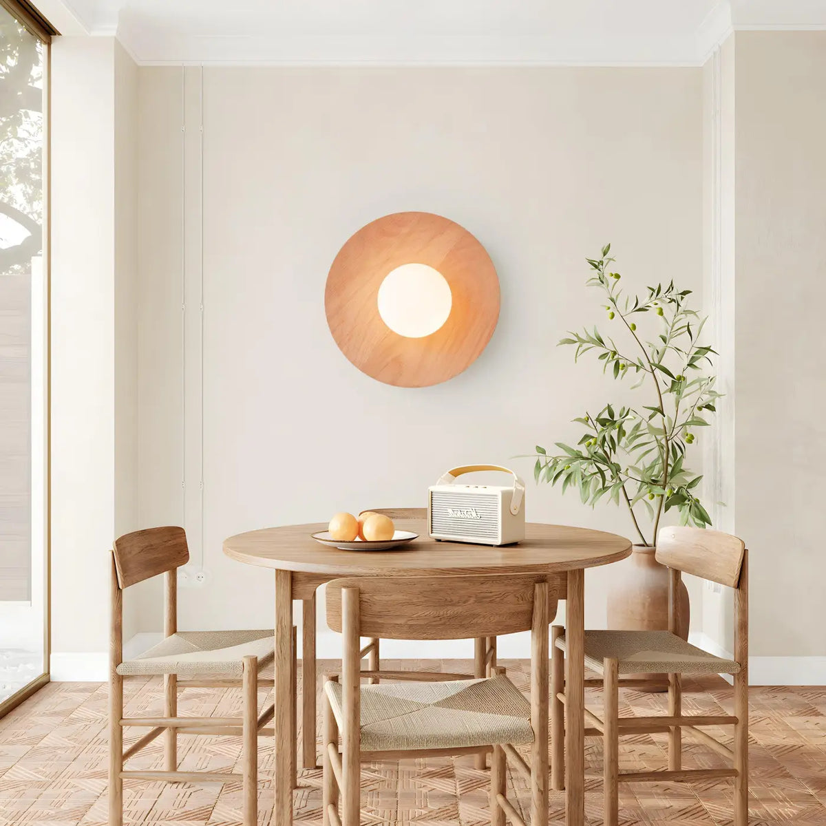 Applique murale aspect bois, marron ou beige, deux tailles, beige