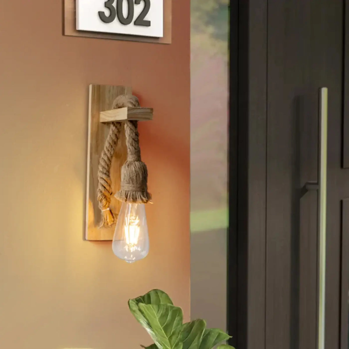 Applique murale en bois et corde, style bord de mer