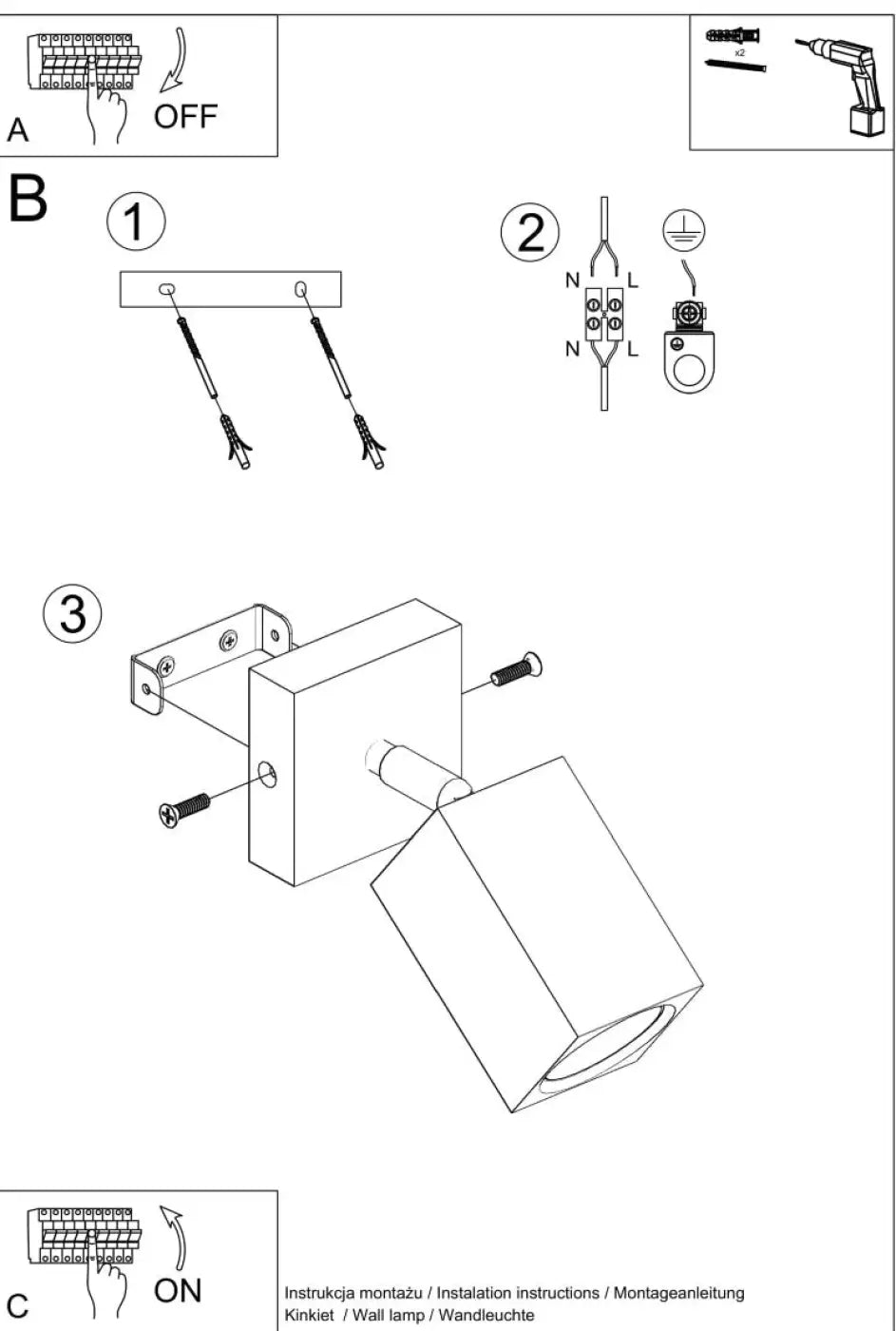 Applique murale en chêne, spot orientable à tête cubique, GU10