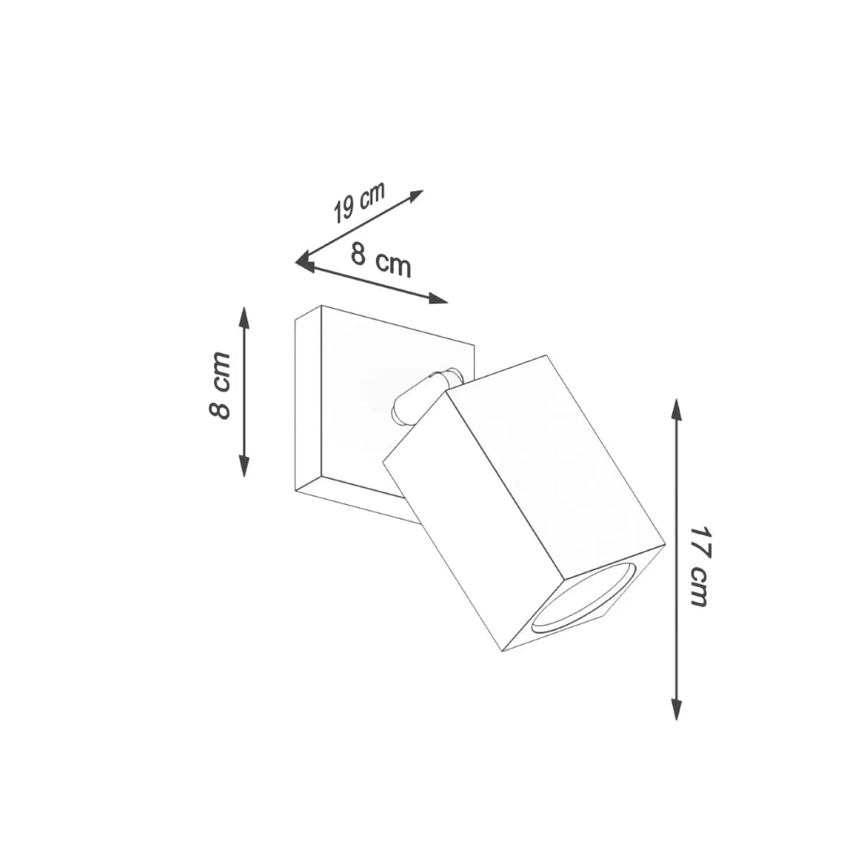 Applique murale en chêne, spot orientable à tête cubique, GU10